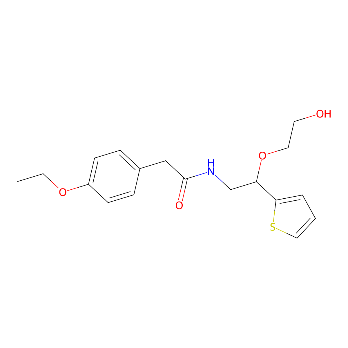 2-(4-ethoxyphenyl)-N-(2-(2-hydroxyethoxy)-2-(thiophen-2-yl)ethyl)acetamide molecular structure, CAS 2034564-92-4