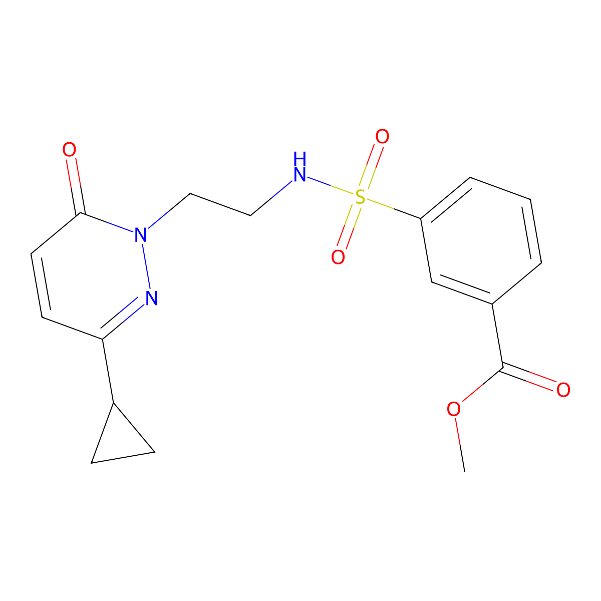 methyl 3-(N-(2-(3-cyclopropyl-6-oxopyridazin-1(6H)-yl)ethyl)sulfamoyl)benzoate molecular structure, CAS 2034564-96-8