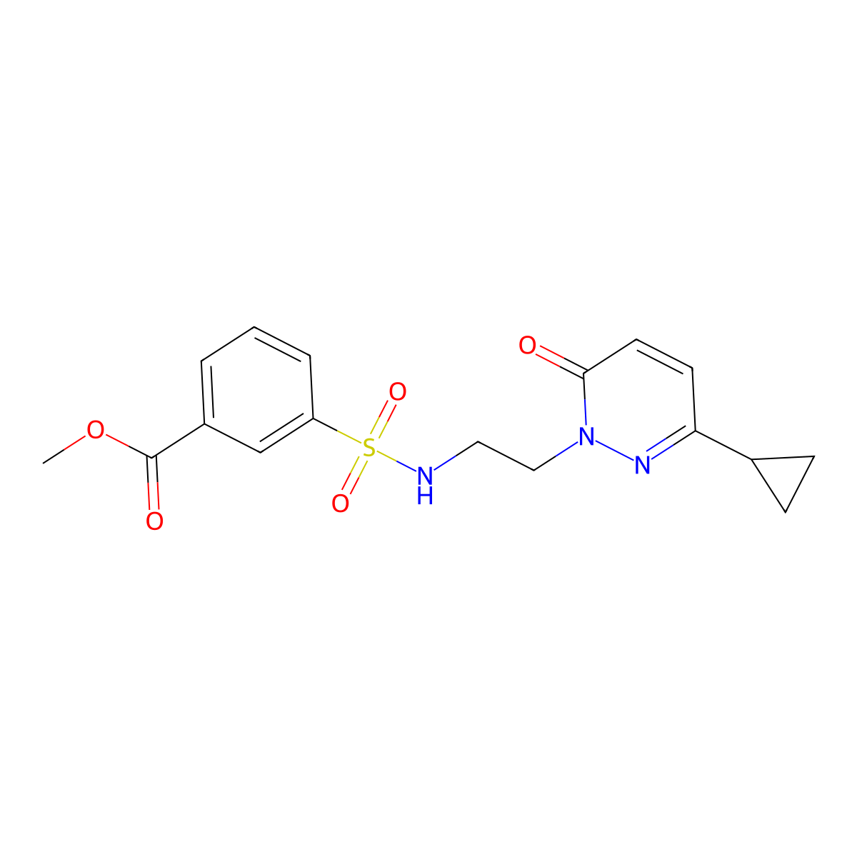 methyl 3-(N-(2-(3-cyclopropyl-6-oxopyridazin-1(6H)-yl)ethyl)sulfamoyl)benzoate molecular structure, CAS 2034564-96-8