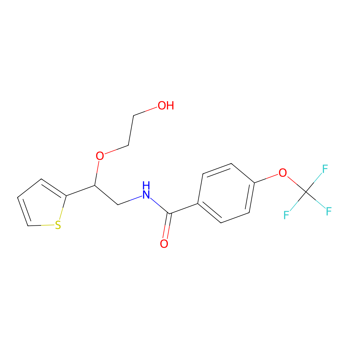 N-[2-(2-hydroxyethoxy)-2-(thiophen-2-yl)ethyl]-4-(trifluoromethoxy)benzamide molecular structure, CAS 2034564-99-1