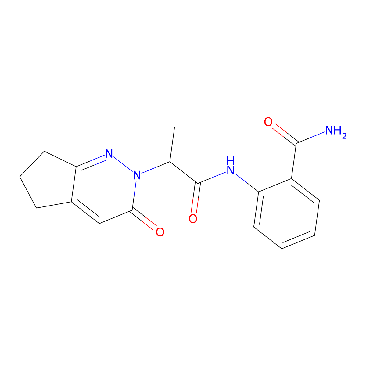 2-(2-(3-oxo-3,5,6,7-tetrahydro-2H-cyclopenta[c]pyridazin-2-yl)propanamido)benzamide molecular structure, CAS 2034565-05-2