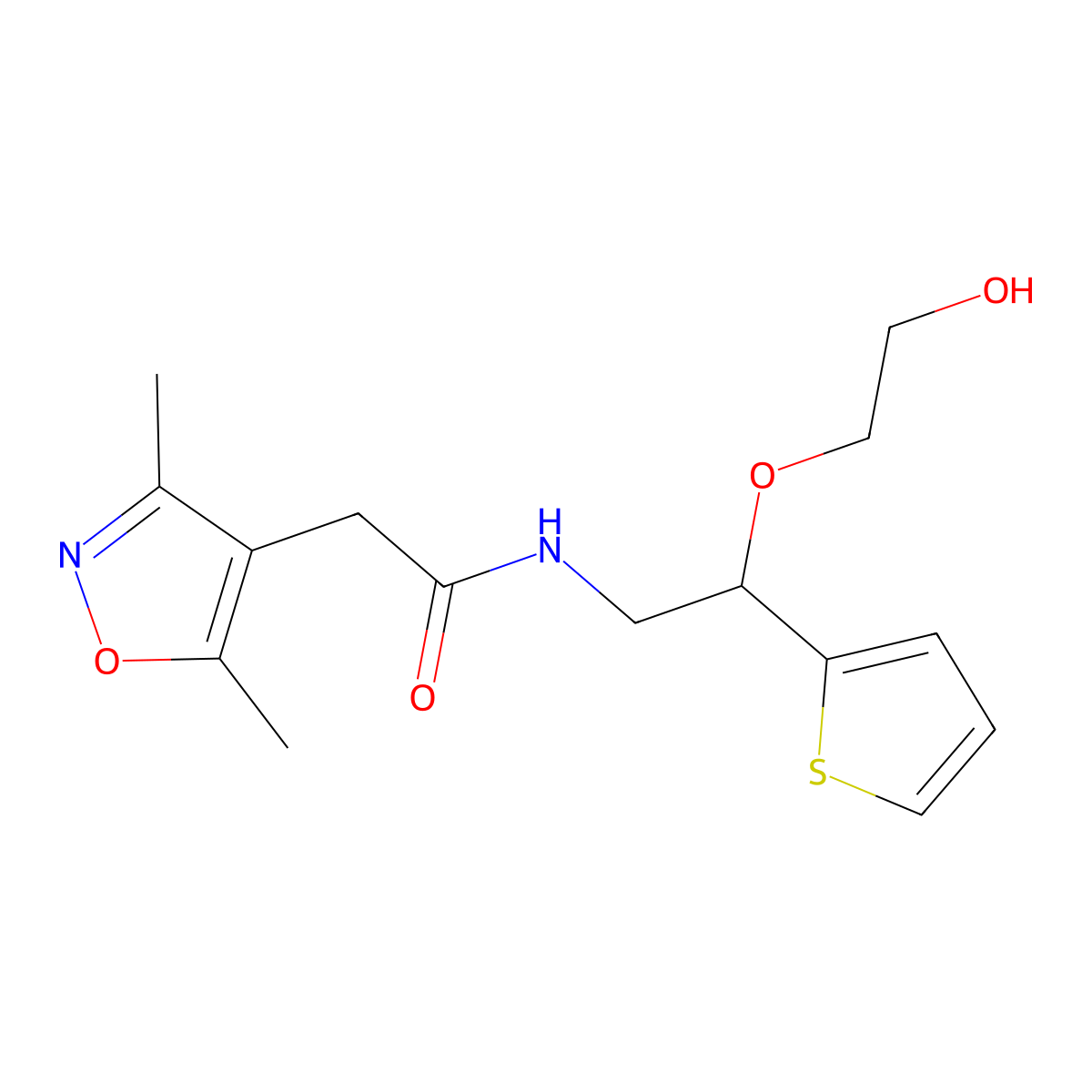2-(3,5-dimethylisoxazol-4-yl)-N-(2-(2-hydroxyethoxy)-2-(thiophen-2-yl)ethyl)acetamide molecular structure, CAS 2034565-10-9