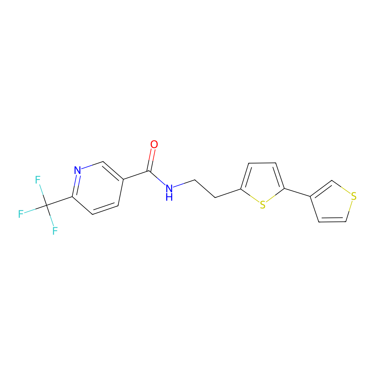 N-(2-([2,3'-bithiophen]-5-yl)ethyl)-6-(trifluoromethyl)nicotinamide molecular structure, CAS 2034565-13-2