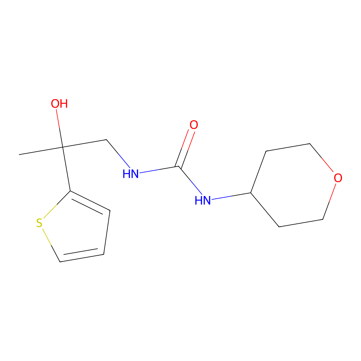 1-(2-hydroxy-2-(thiophen-2-yl)propyl)-3-(tetrahydro-2H-pyran-4-yl)urea molecular structure, CAS 2034565-16-5