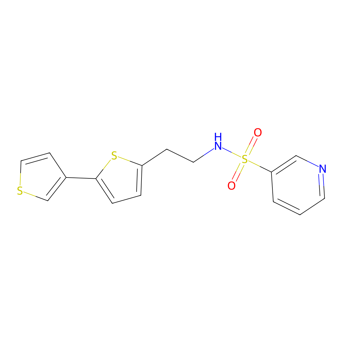 N-(2-{[2,3'-bithiophene]-5-yl}ethyl)pyridine-3-sulfonamide molecular structure, CAS 2034565-19-8