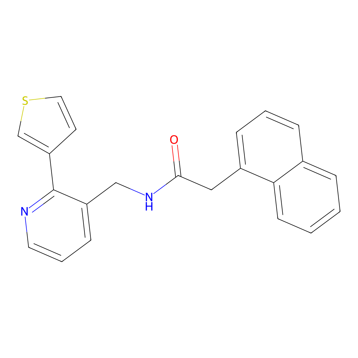 2-(naphthalen-1-yl)-N-((2-(thiophen-3-yl)pyridin-3-yl)methyl)acetamide molecular structure, CAS 2034565-22-3