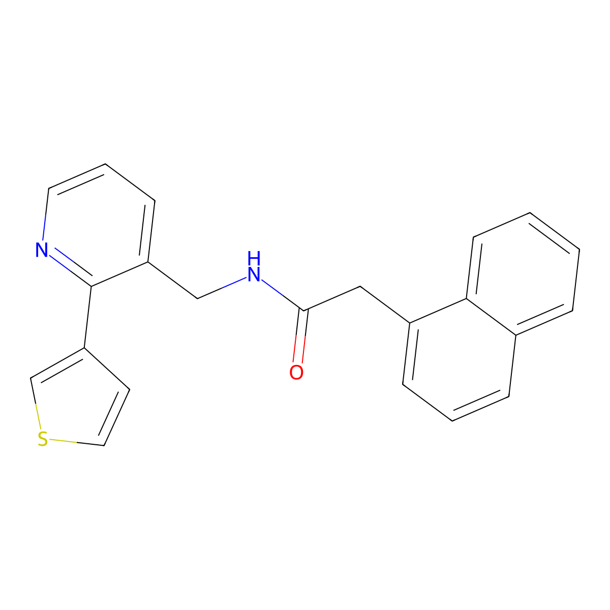 2-(naphthalen-1-yl)-N-((2-(thiophen-3-yl)pyridin-3-yl)methyl)acetamide molecular structure, CAS 2034565-22-3