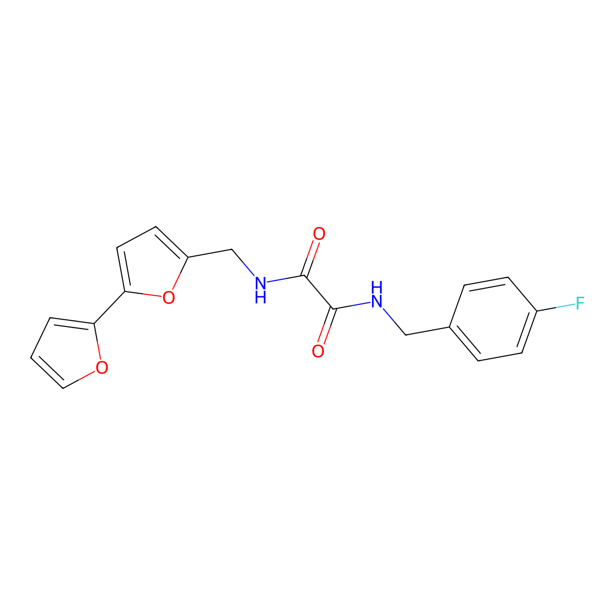 N-({[2,2'-bifuran]-5-yl}methyl)-N'-[(4-fluorophenyl)methyl]ethanediamide molecular structure, CAS 2034565-23-4