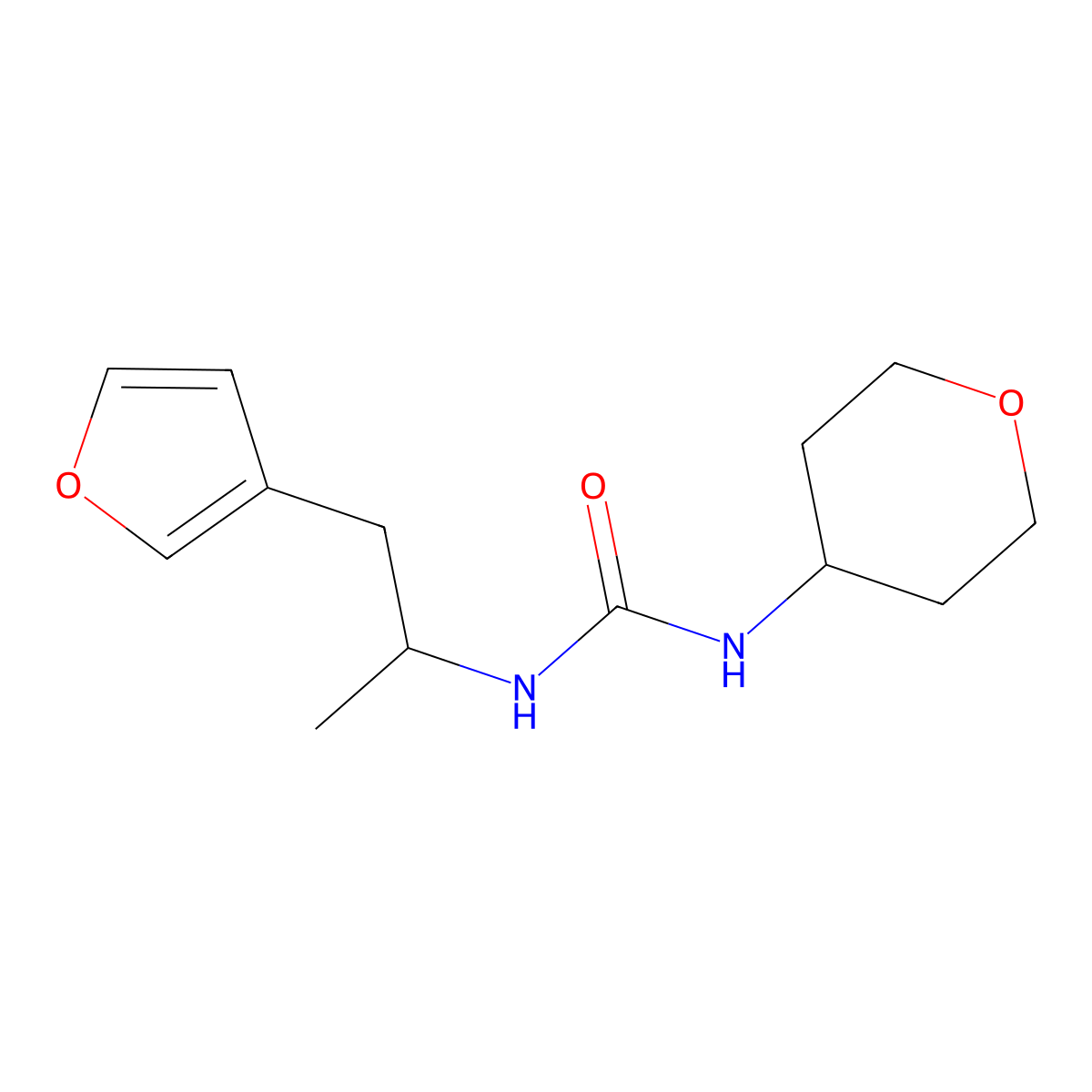 1-(1-(furan-3-yl)propan-2-yl)-3-(tetrahydro-2H-pyran-4-yl)urea molecular structure, CAS 2034565-24-5