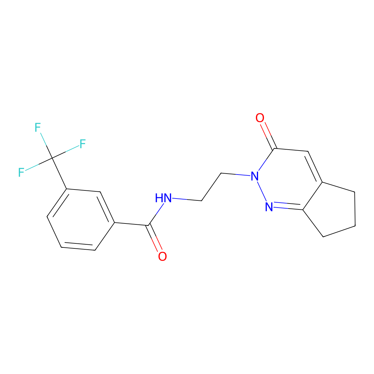 N-(2-(3-oxo-3,5,6,7-tetrahydro-2H-cyclopenta[c]pyridazin-2-yl)ethyl)-3-(trifluoromethyl)benzamide molecular structure, CAS 2034565-25-6