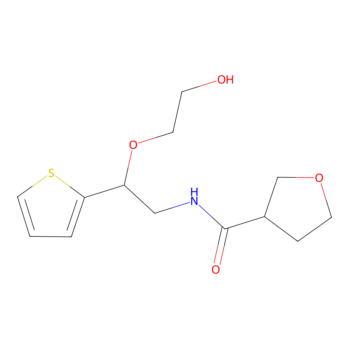 N-(2-(2-hydroxyethoxy)-2-(thiophen-2-yl)ethyl)tetrahydrofuran-3-carboxamide molecular structure, CAS 2034565-26-7