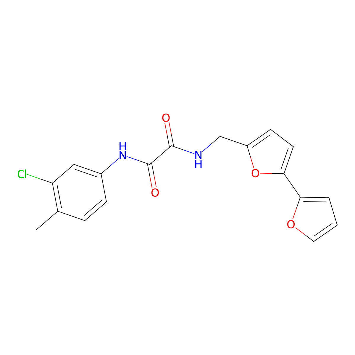 N-({[2,2'-bifuran]-5-yl}methyl)-N'-(3-chloro-4-methylphenyl)ethanediamide molecular structure, CAS 2034565-31-4