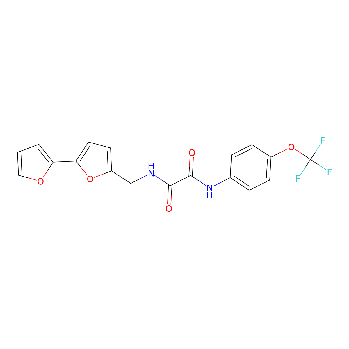 N1-([2,2'-bifuran]-5-ylmethyl)-N2-(4-(trifluoromethoxy)phenyl)oxalamide molecular structure, CAS 2034565-39-2