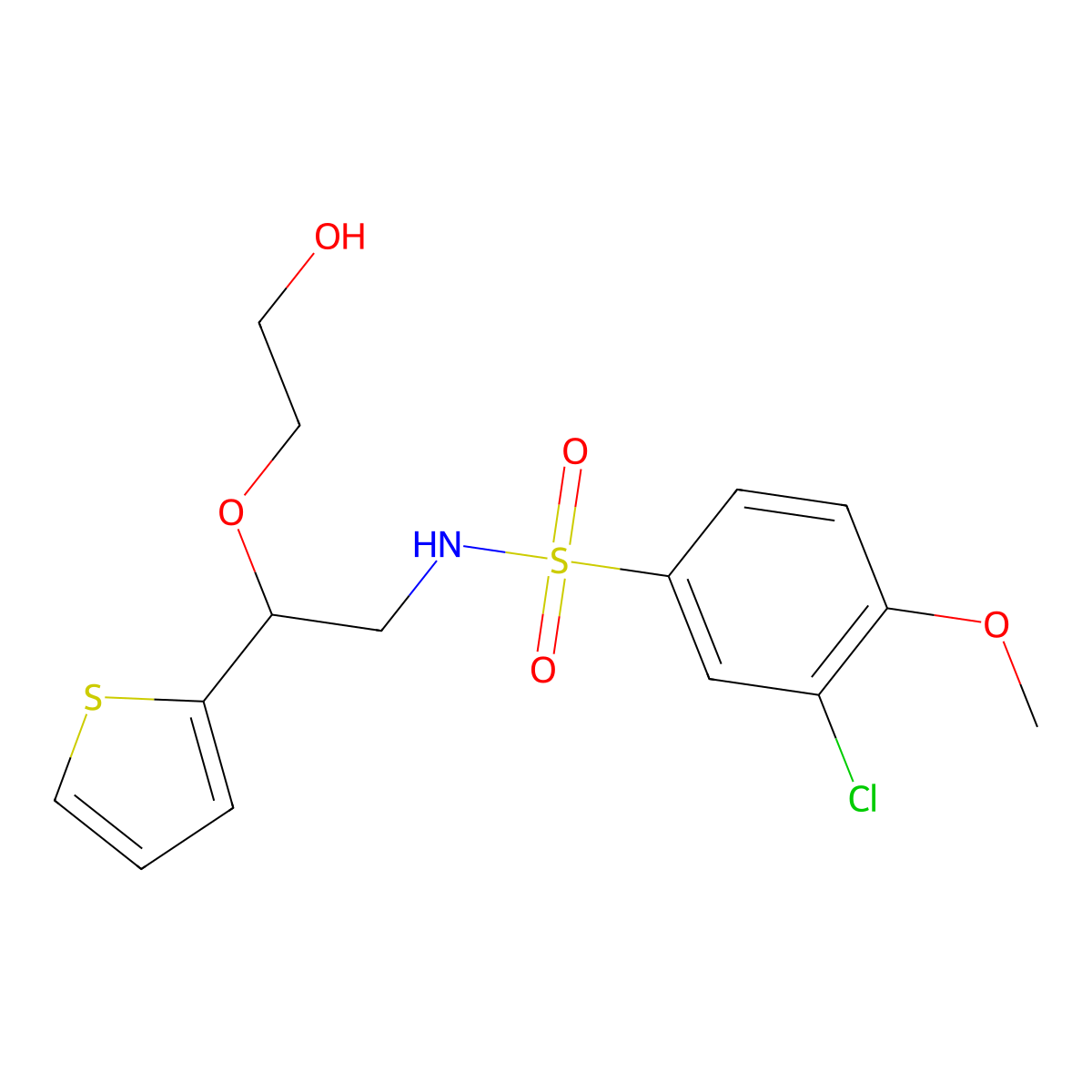 3-chloro-N-(2-(2-hydroxyethoxy)-2-(thiophen-2-yl)ethyl)-4-methoxybenzenesulfonamide molecular structure, CAS 2034565-43-8