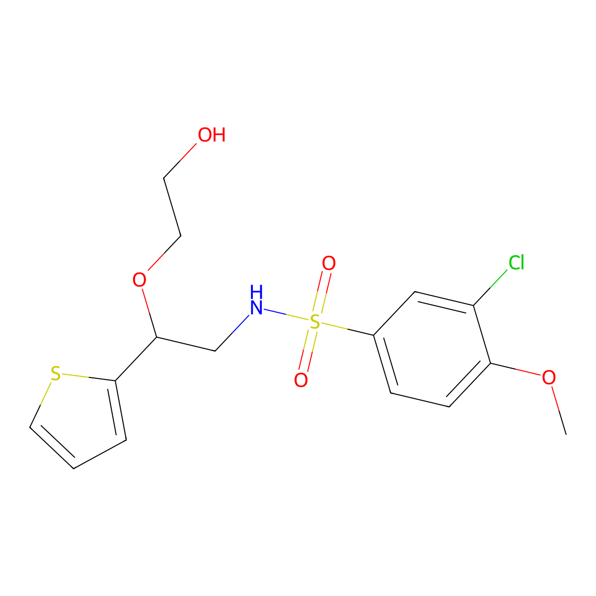 3-chloro-N-(2-(2-hydroxyethoxy)-2-(thiophen-2-yl)ethyl)-4-methoxybenzenesulfonamide molecular structure, CAS 2034565-43-8