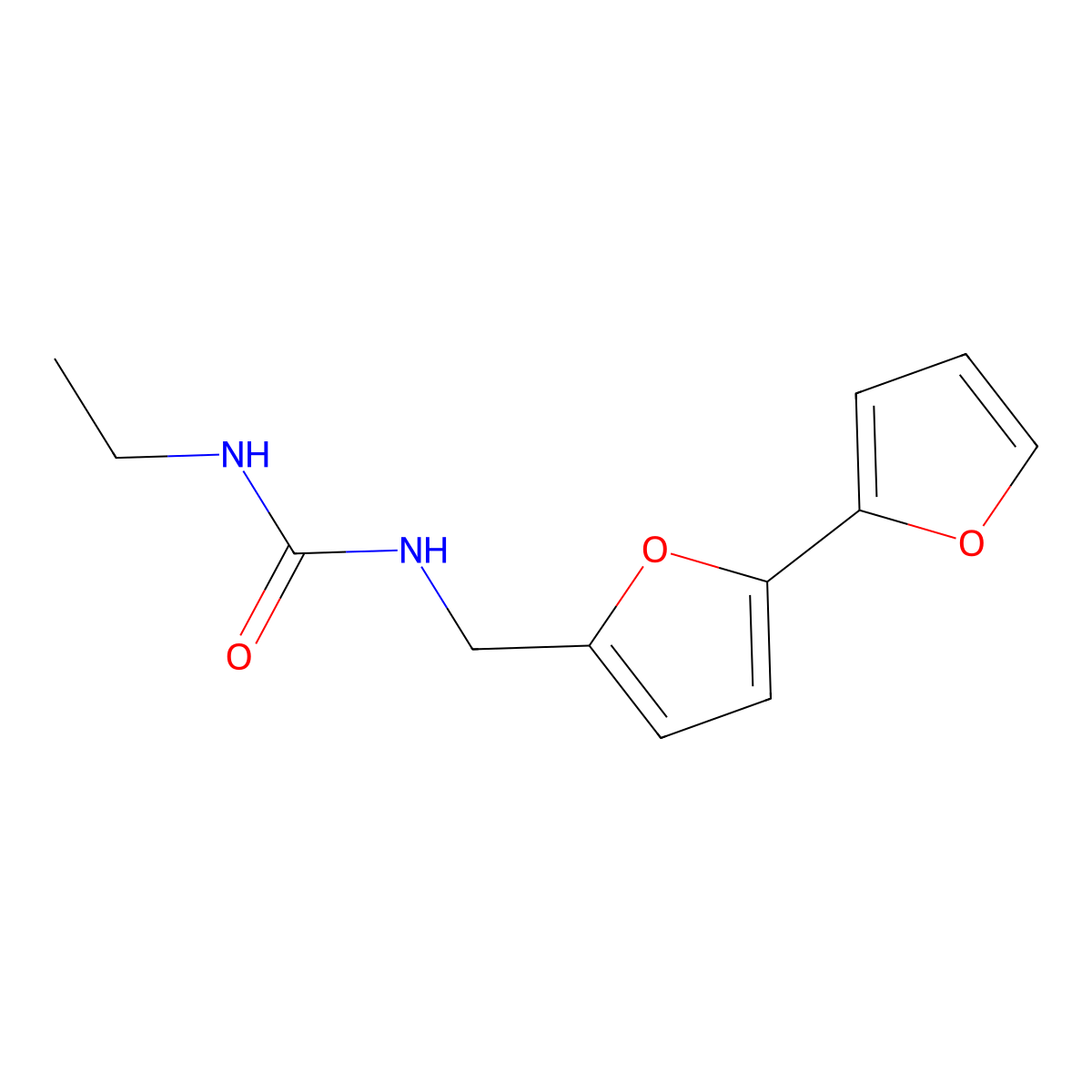 1-({[2,2'-Bifuran]-5-yl}methyl)-3-ethylurea molecular structure, CAS 2034565-44-9