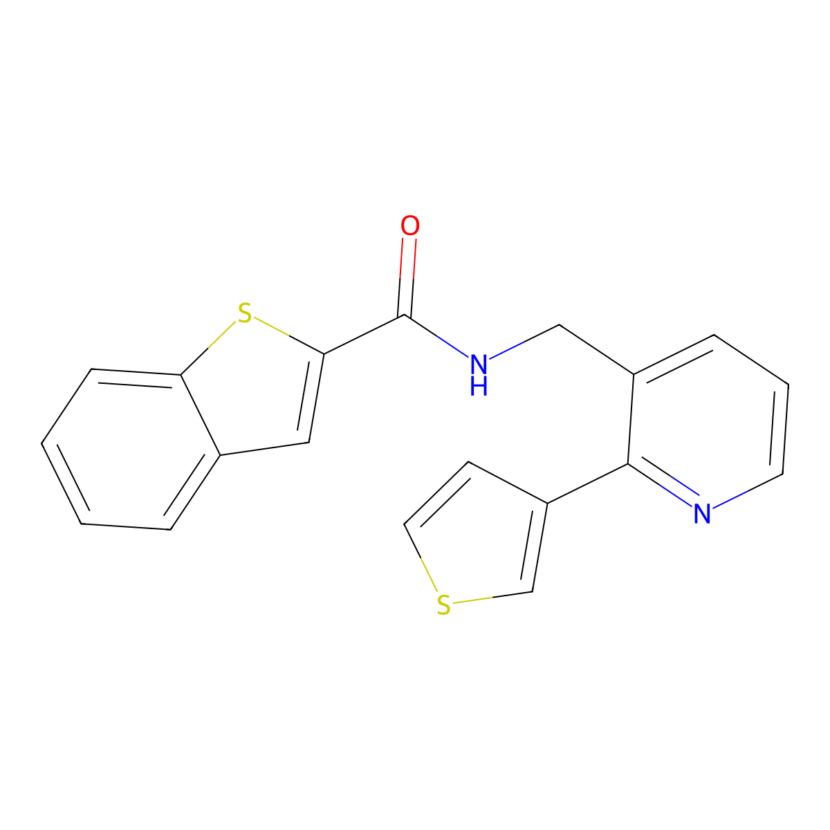 N-((2-(thiophen-3-yl)pyridin-3-yl)methyl)benzo[b]thiophene-2-carboxamide molecular structure, CAS 2034565-45-0