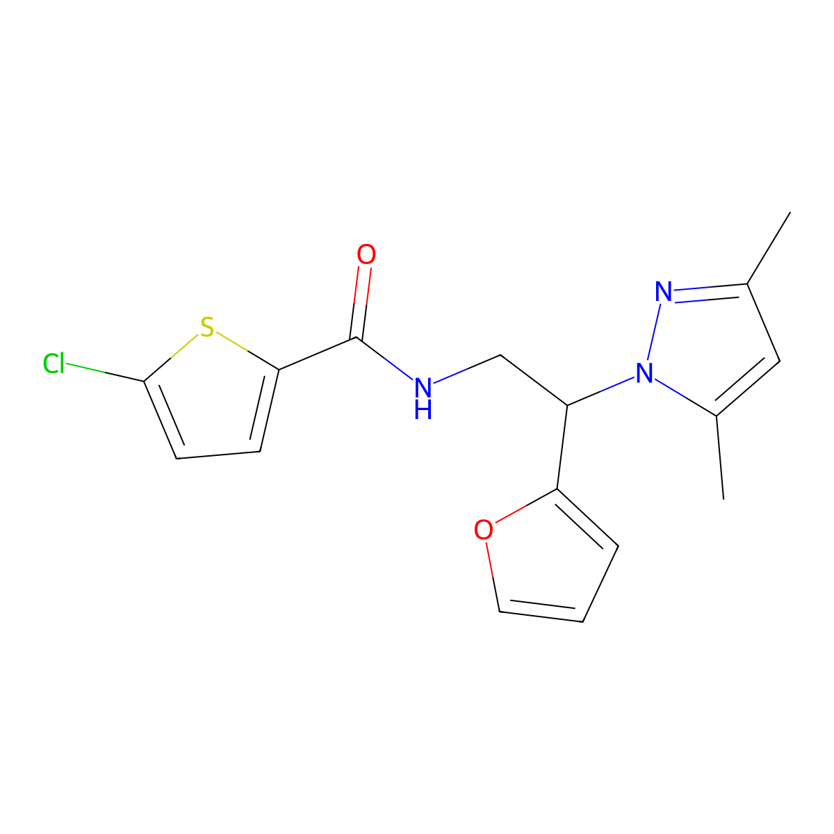 5-chloro-N-[2-(3,5-dimethyl-1H-pyrazol-1-yl)-2-(furan-2-yl)ethyl]thiophene-2-carboxamide molecular structure, CAS 2034565-46-1