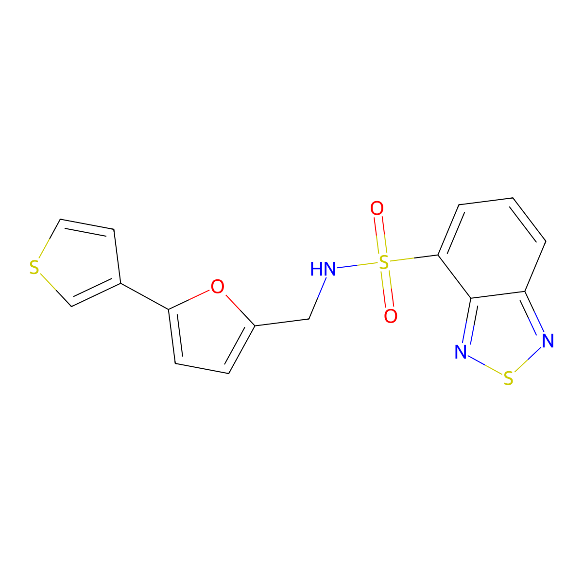 N-((5-(thiophen-3-yl)furan-2-yl)methyl)benzo[c][1,2,5]thiadiazole-4-sulfonamide molecular structure, CAS 2034565-47-2