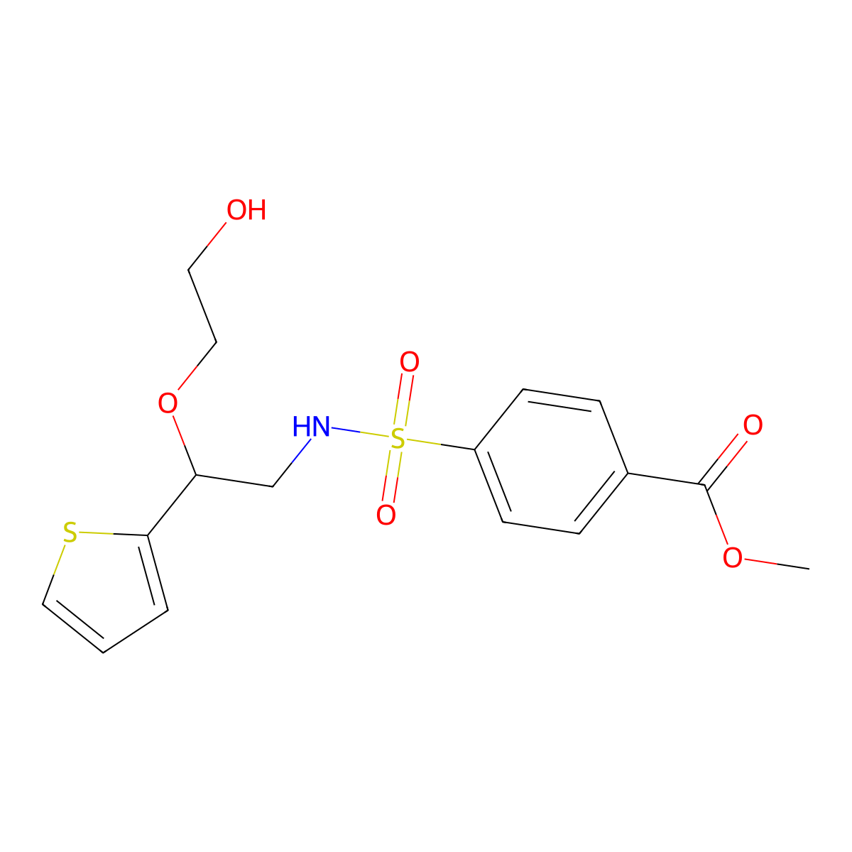 methyl 4-(N-(2-(2-hydroxyethoxy)-2-(thiophen-2-yl)ethyl)sulfamoyl)benzoate molecular structure, CAS 2034565-49-4