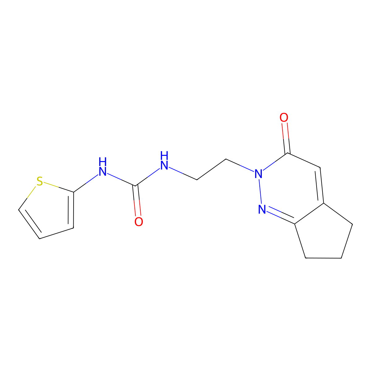 1-(2-(3-oxo-3,5,6,7-tetrahydro-2H-cyclopenta[c]pyridazin-2-yl)ethyl)-3-(thiophen-2-yl)urea molecular structure, CAS 2034565-53-0