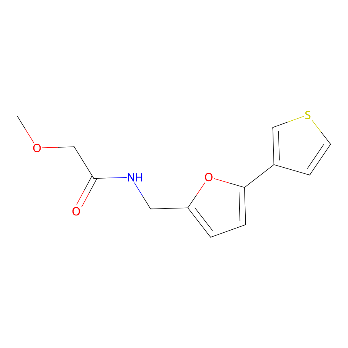 2-methoxy-N-((5-(thiophen-3-yl)furan-2-yl)methyl)acetamide molecular structure, CAS 2034565-54-1
