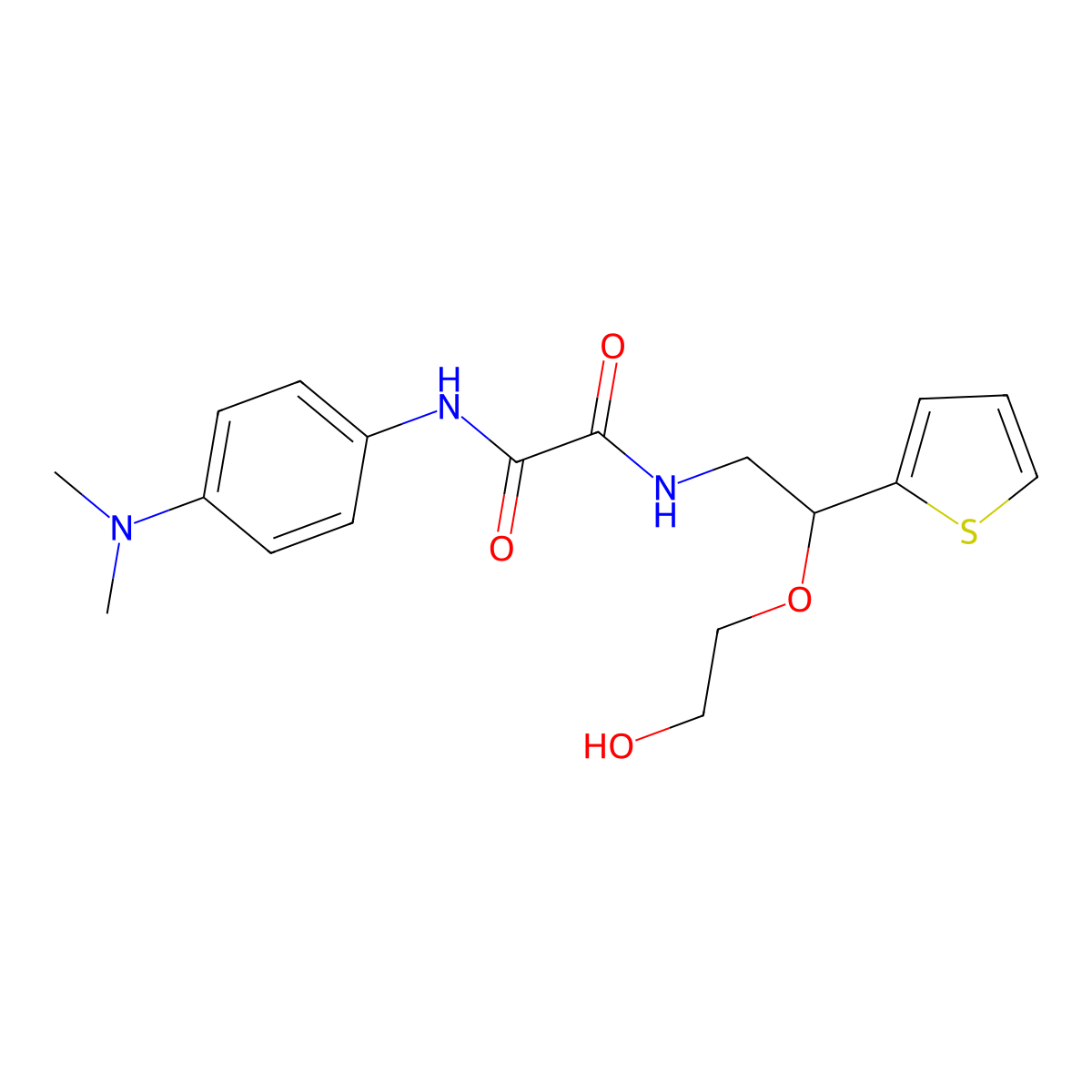 N1-(4-(dimethylamino)phenyl)-N2-(2-(2-hydroxyethoxy)-2-(thiophen-2-yl)ethyl)oxalamide molecular structure, CAS 2034565-55-2