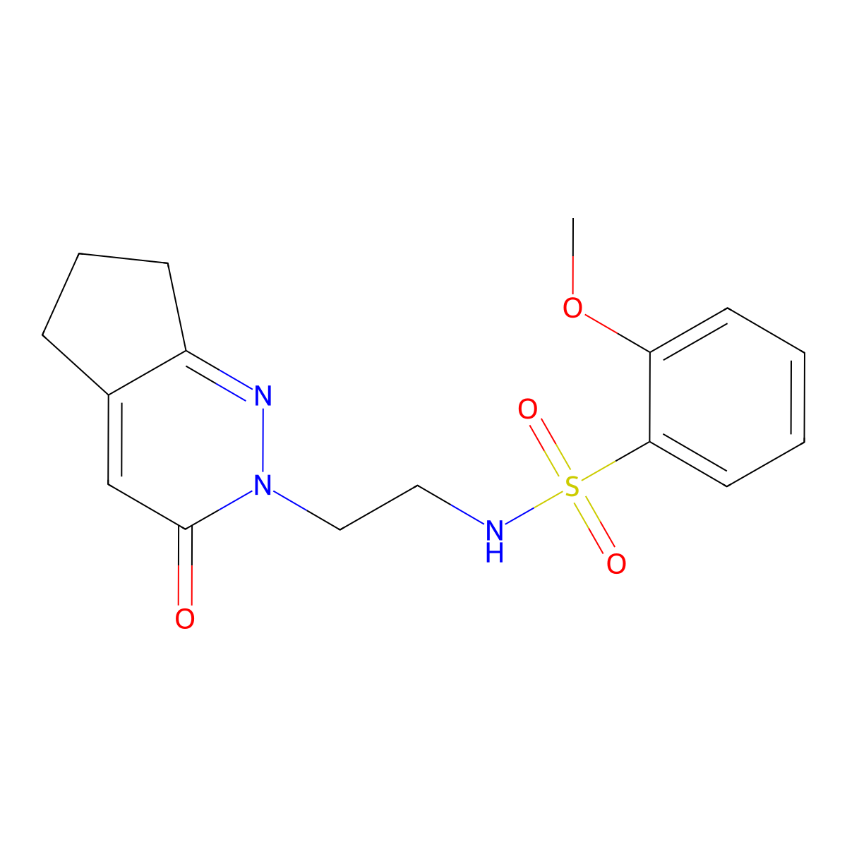 2-methoxy-N-(2-(3-oxo-3,5,6,7-tetrahydro-2H-cyclopenta[c]pyridazin-2-yl)ethyl)benzenesulfonamide molecular structure, CAS 2034565-57-4
