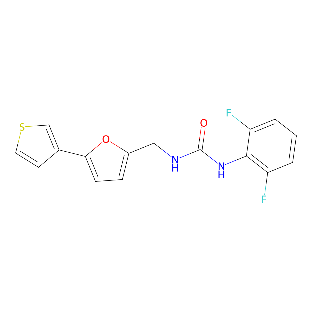 1-(2,6-Difluorophenyl)-3-((5-(thiophen-3-yl)furan-2-yl)methyl)urea molecular structure, CAS 2034565-59-6