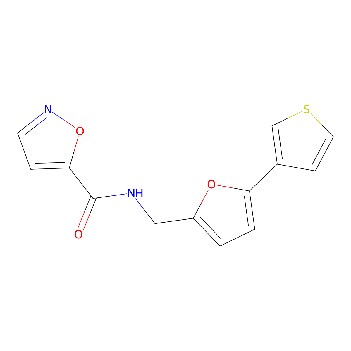 N-((5-(thiophen-3-yl)furan-2-yl)methyl)isoxazole-5-carboxamide molecular structure, CAS 2034565-60-9
