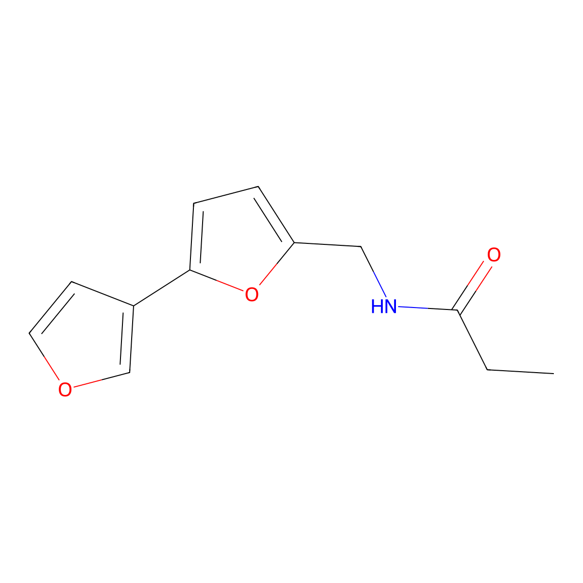 N-({[2,3'-bifuran]-5-yl}methyl)propanamide molecular structure, CAS 2034565-67-6