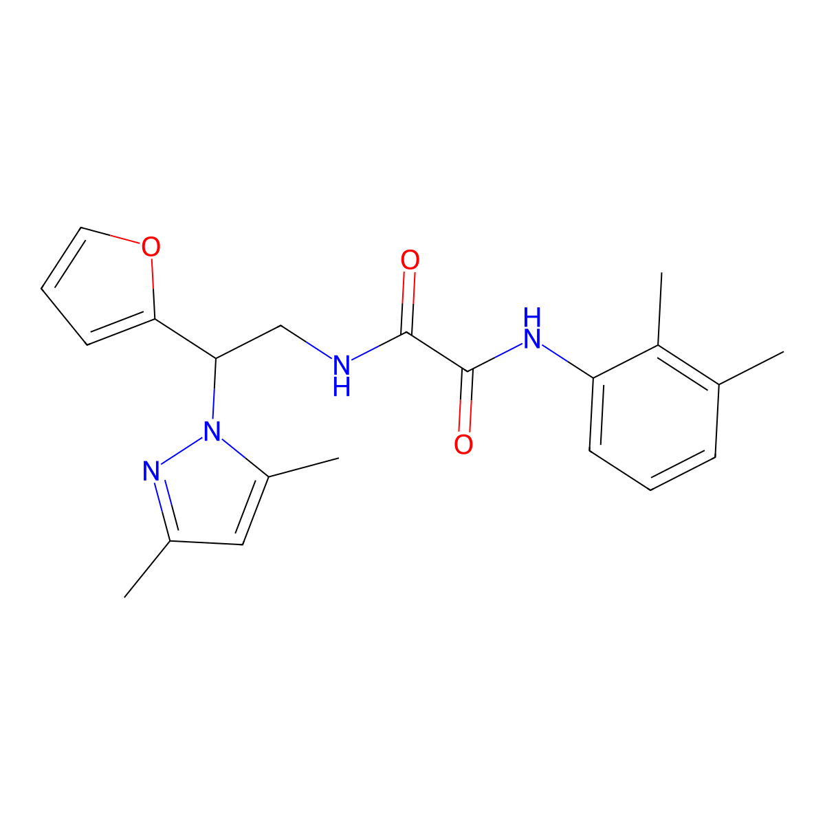 N1-(2-(3,5-dimethyl-1H-pyrazol-1-yl)-2-(furan-2-yl)ethyl)-N2-(2,3-dimethylphenyl)oxalamide molecular structure, CAS 2034565-71-2