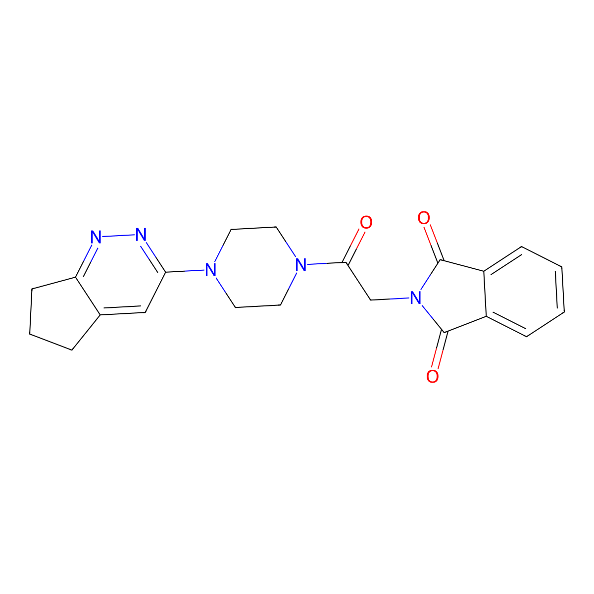 2-(2-(4-(6,7-dihydro-5H-cyclopenta[c]pyridazin-3-yl)piperazin-1-yl)-2-oxoethyl)isoindoline-1,3-dione molecular structure, CAS 2034565-72-3
