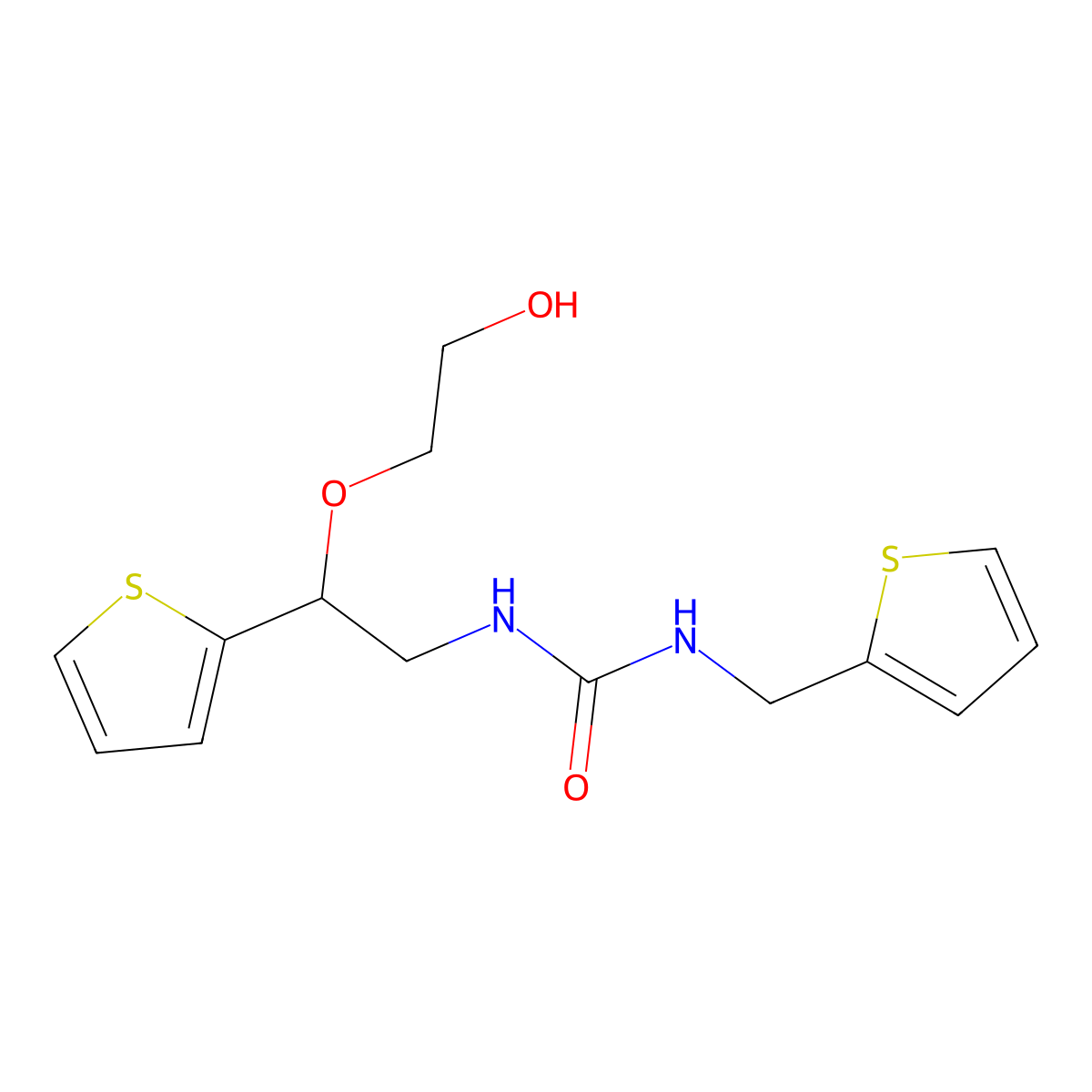 1-(2-(2-Hydroxyethoxy)-2-(thiophen-2-yl)ethyl)-3-(thiophen-2-ylmethyl)urea molecular structure, CAS 2034565-73-4