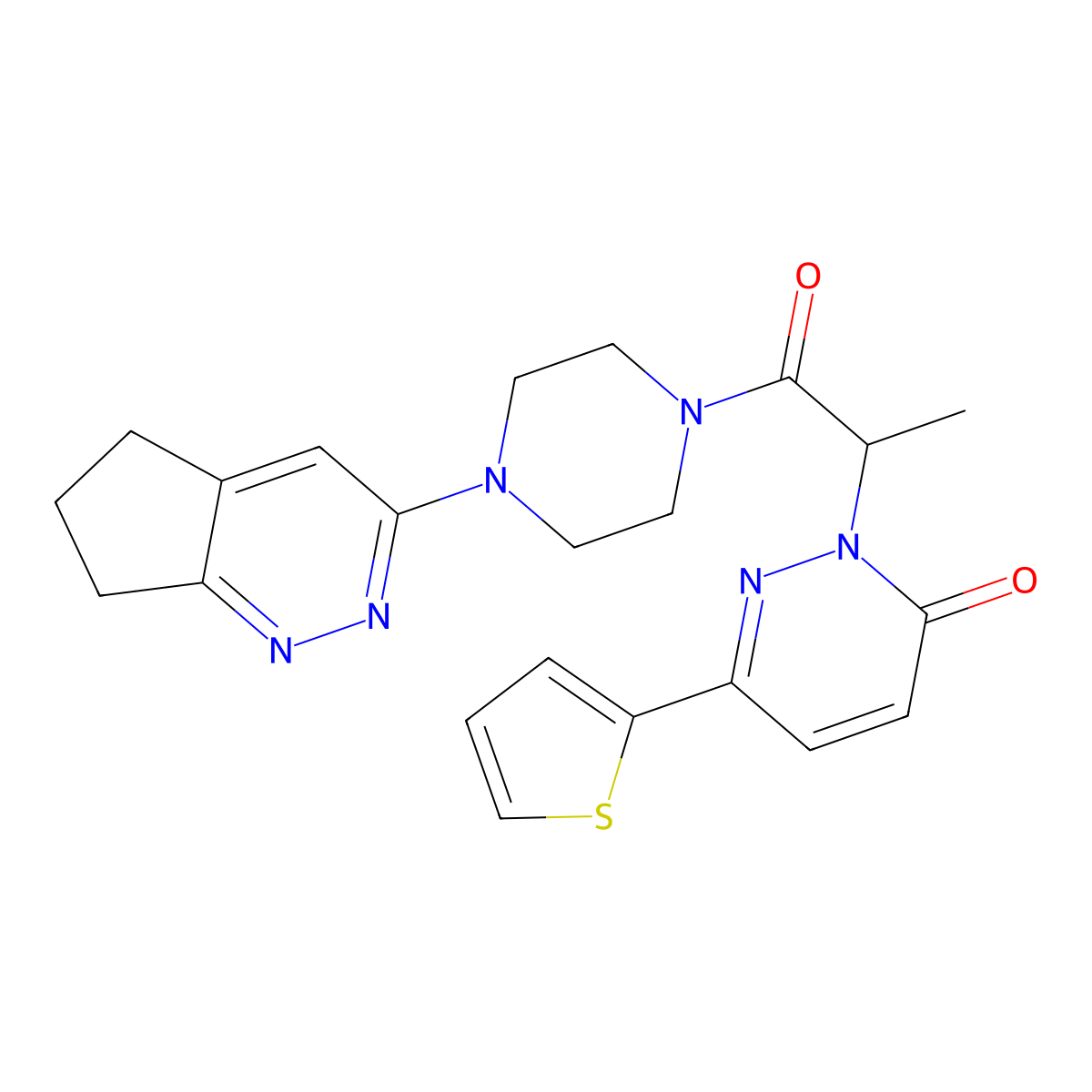 2-(1-(4-(6,7-dihydro-5H-cyclopenta[c]pyridazin-3-yl)piperazin-1-yl)-1-oxopropan-2-yl)-6-(thiophen-2-yl)pyridazin-3(2H)-one molecular structure, CAS 2034565-77-8