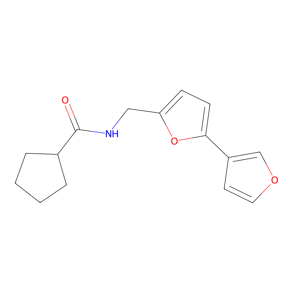 N-([2,3'-bifuran]-5-ylmethyl)cyclopentanecarboxamide molecular structure, CAS 2034565-78-9