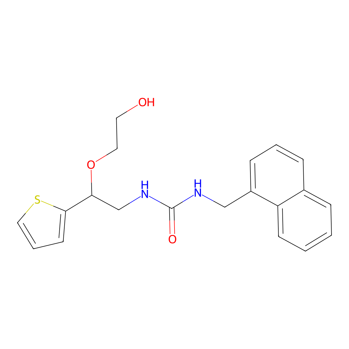 1-(2-(2-Hydroxyethoxy)-2-(thiophen-2-yl)ethyl)-3-(naphthalen-1-ylmethyl)urea molecular structure, CAS 2034565-79-0