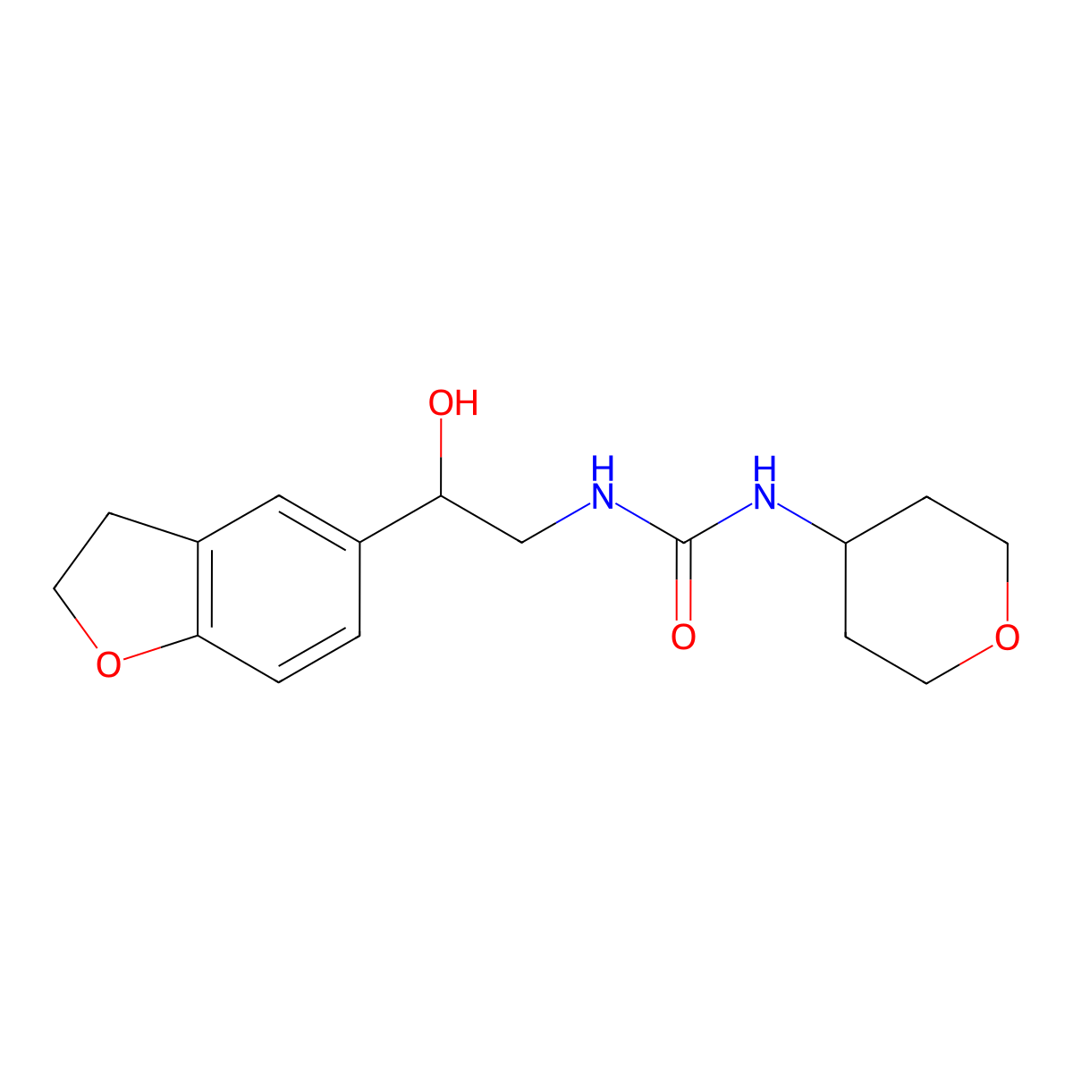 1-(2-(2,3-dihydrobenzofuran-5-yl)-2-hydroxyethyl)-3-(tetrahydro-2H-pyran-4-yl)urea molecular structure, CAS 2034565-80-3