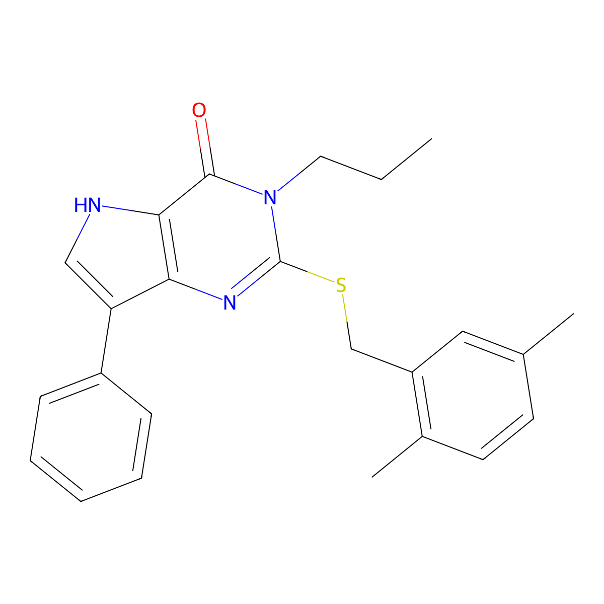 2-((2,5-dimethylbenzyl)thio)-7-phenyl-3-propyl-3H-pyrrolo[3,2-d]pyrimidin-4(5H)-one molecular structure, CAS 2034565-81-4