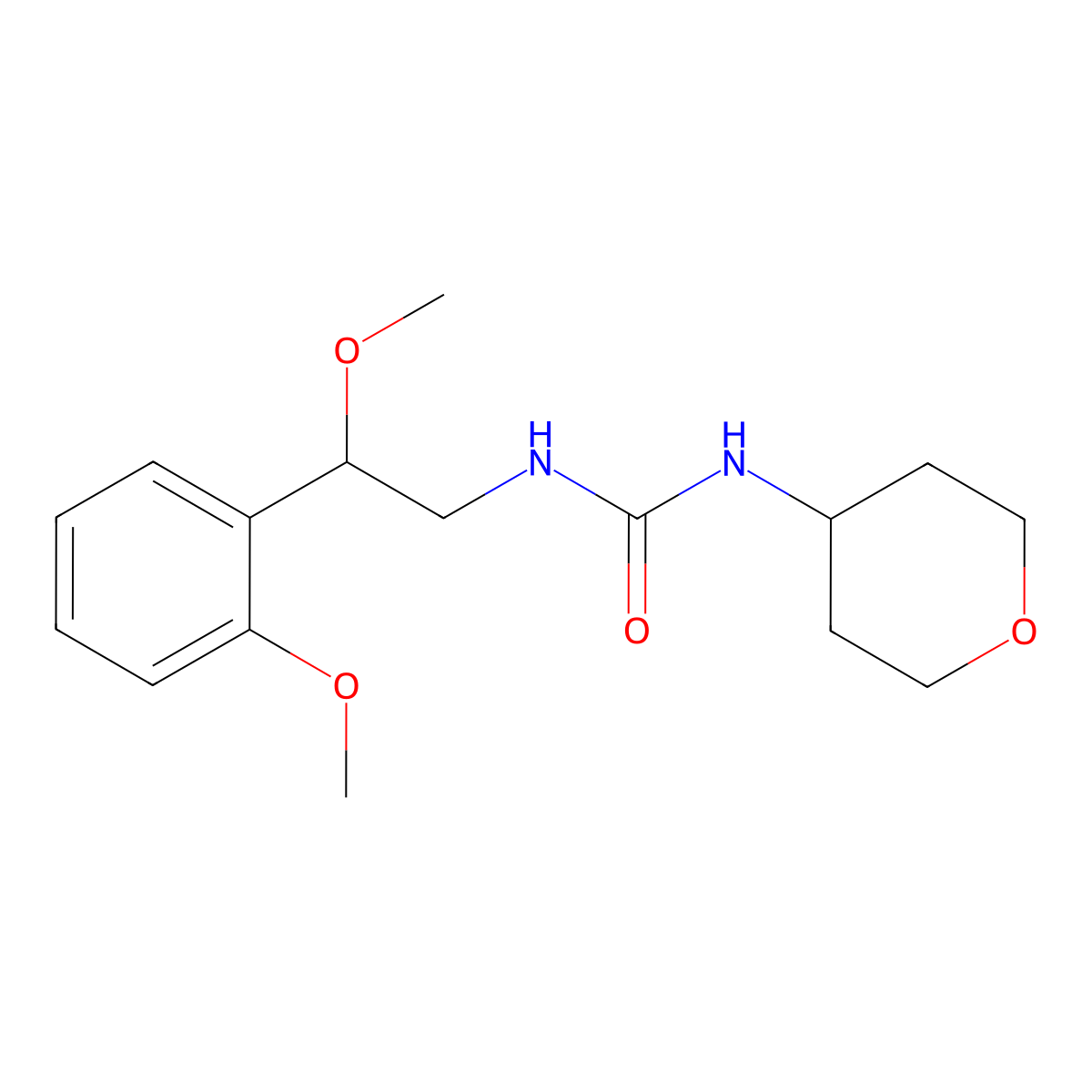 1-(2-methoxy-2-(2-methoxyphenyl)ethyl)-3-(tetrahydro-2H-pyran-4-yl)urea molecular structure, CAS 2034565-87-0
