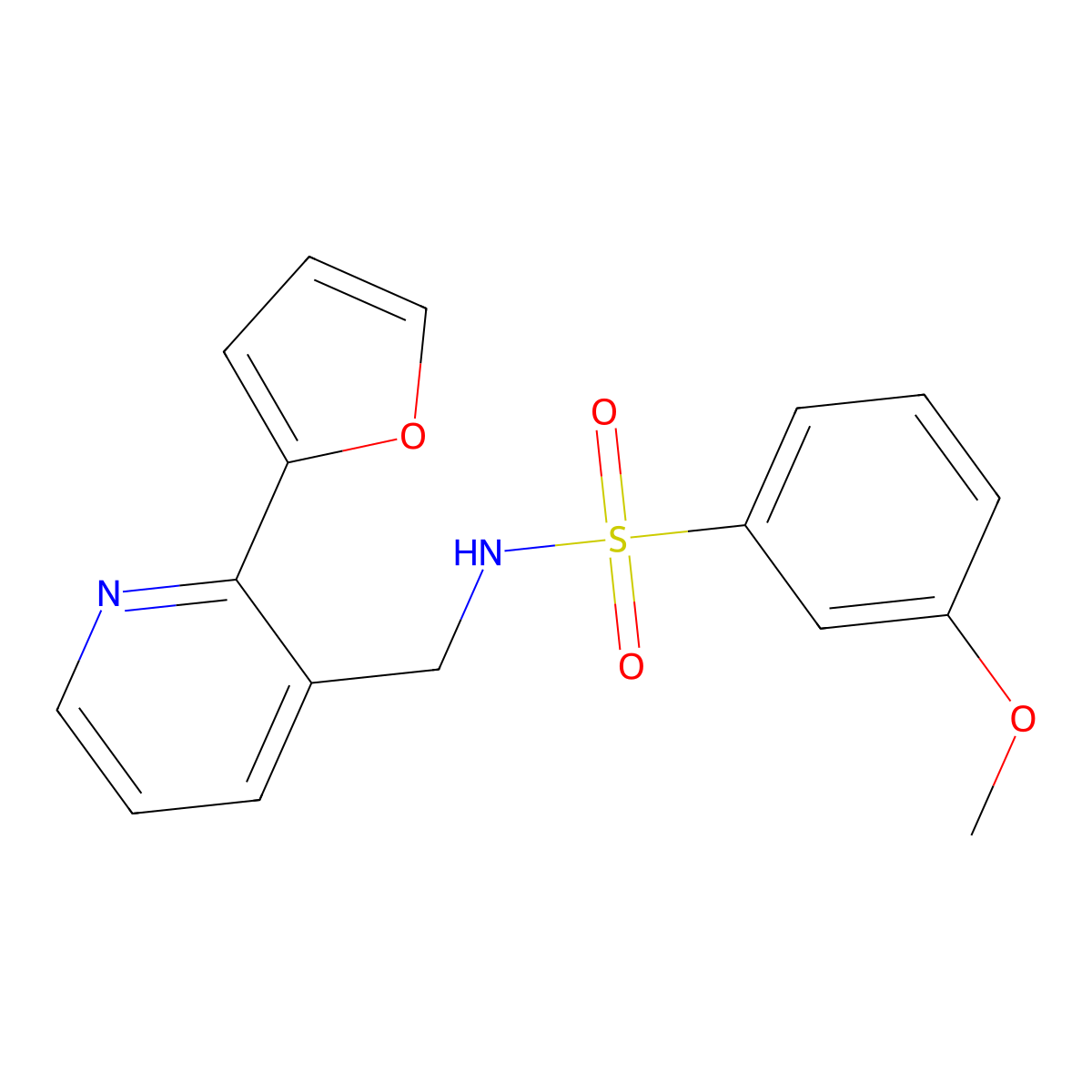 N-((2-(furan-2-yl)pyridin-3-yl)methyl)-3-methoxybenzenesulfonamide molecular structure, CAS 2034565-91-6