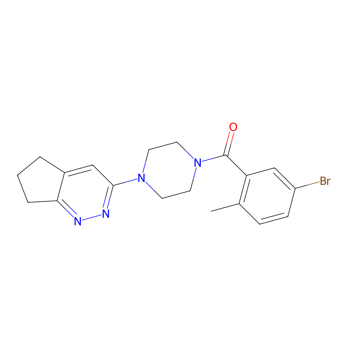 (5-bromo-2-methylphenyl)(4-(6,7-dihydro-5H-cyclopenta[c]pyridazin-3-yl)piperazin-1-yl)methanone molecular structure, CAS 2034565-93-8