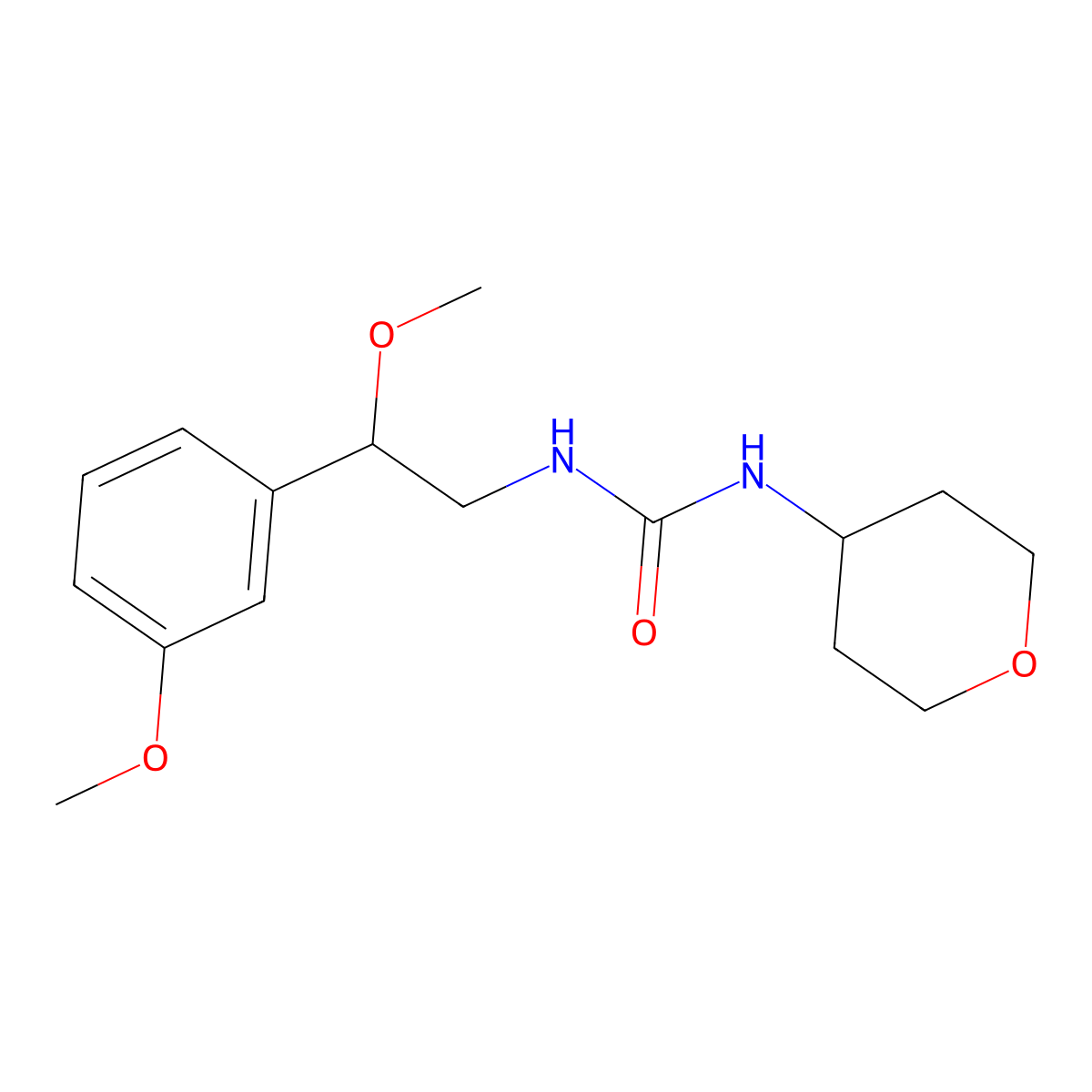 1-(2-methoxy-2-(3-methoxyphenyl)ethyl)-3-(tetrahydro-2H-pyran-4-yl)urea molecular structure, CAS 2034565-95-0