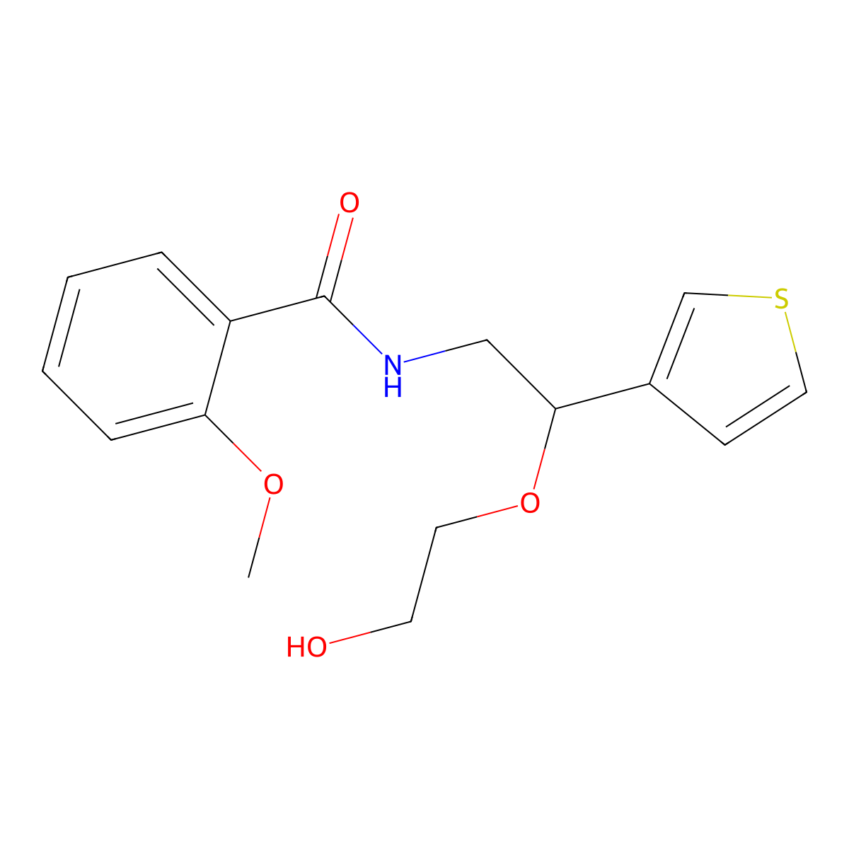 N-[2-(2-hydroxyethoxy)-2-(thiophen-3-yl)ethyl]-2-methoxybenzamide molecular structure, CAS 2034565-96-1