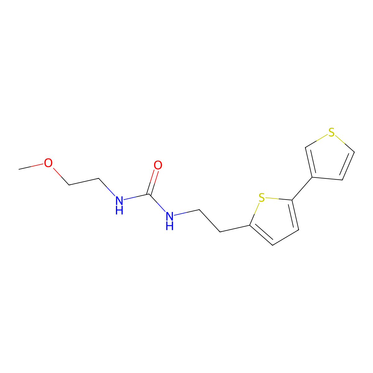 1-(2-{[2,3'-Bithiophene]-5-yl}ethyl)-3-(2-methoxyethyl)urea molecular structure, CAS 2034565-97-2