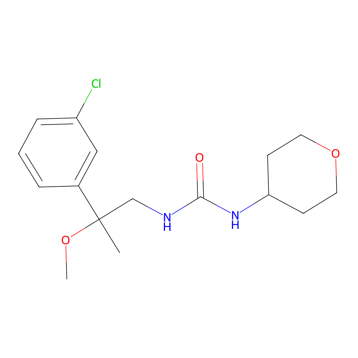 1-(2-(3-chlorophenyl)-2-methoxypropyl)-3-(tetrahydro-2H-pyran-4-yl)urea molecular structure, CAS 2034565-99-4