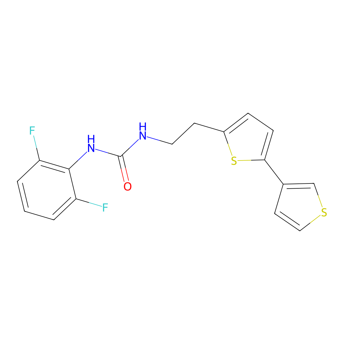 1-(2-([2,3'-Bithiophen]-5-yl)ethyl)-3-(2,6-difluorophenyl)urea molecular structure, CAS 2034566-02-2