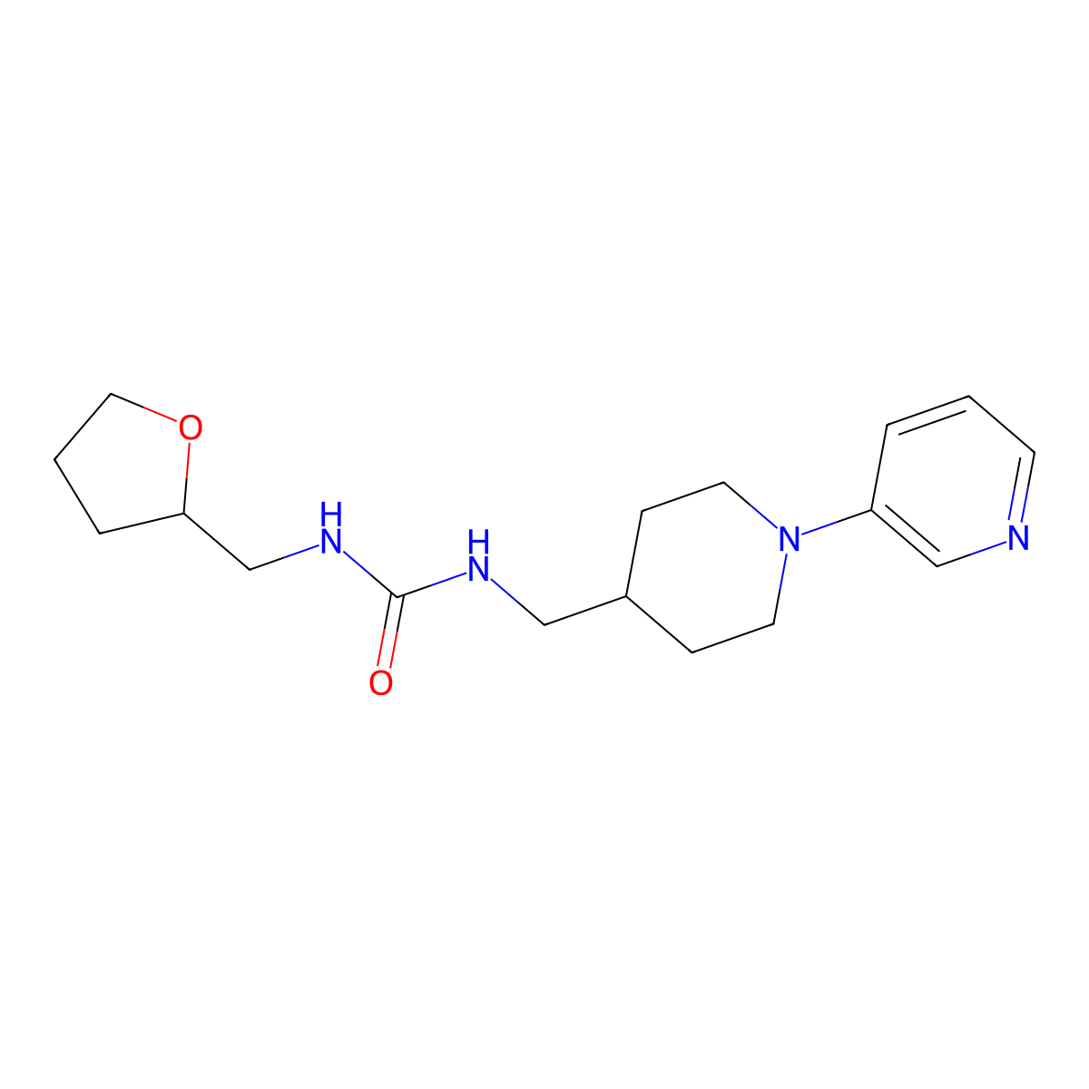 1-((1-(Pyridin-3-yl)piperidin-4-yl)methyl)-3-((tetrahydrofuran-2-yl)methyl)urea molecular structure, CAS 2034566-04-4