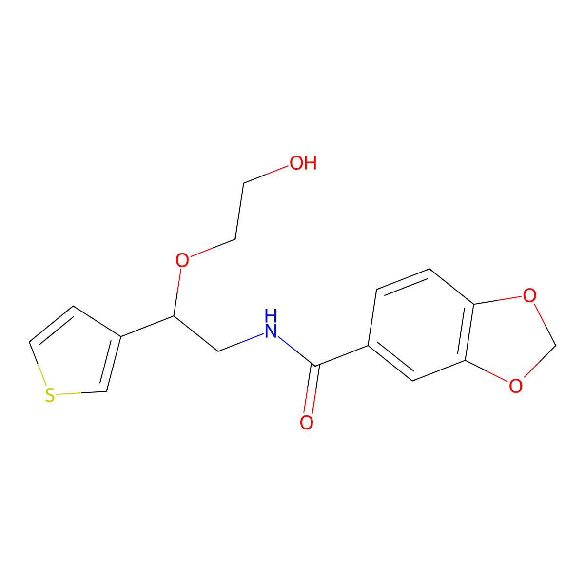 N-(2-(2-hydroxyethoxy)-2-(thiophen-3-yl)ethyl)benzo[d][1,3]dioxole-5-carboxamide molecular structure, CAS 2034566-17-9