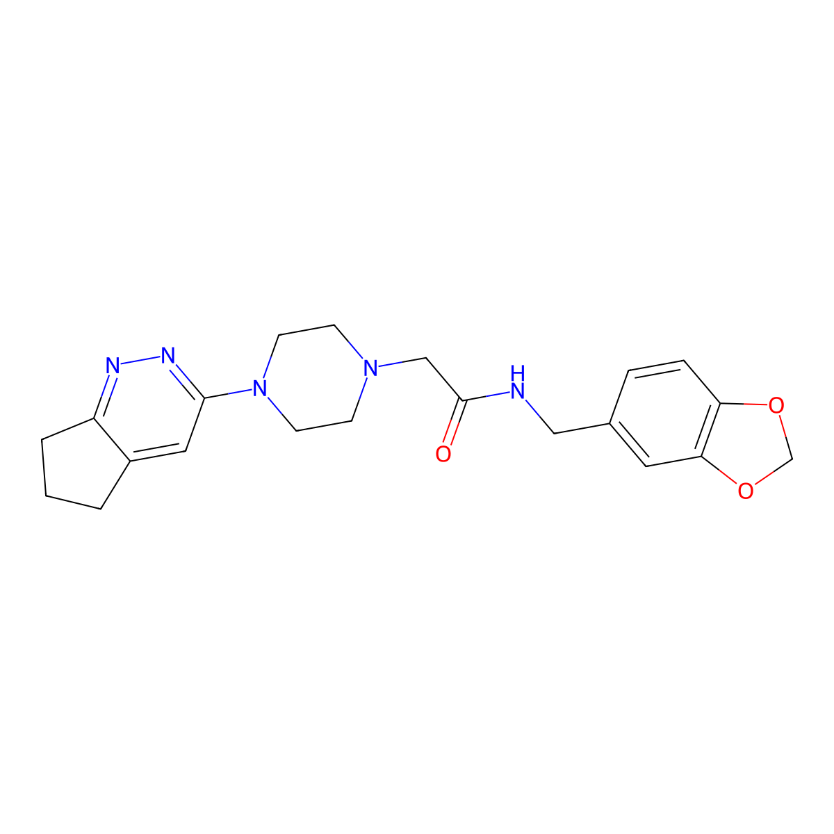 N-(benzo[d][1,3]dioxol-5-ylmethyl)-2-(4-(6,7-dihydro-5H-cyclopenta[c]pyridazin-3-yl)piperazin-1-yl)acetamide molecular structure, CAS 2034566-18-0